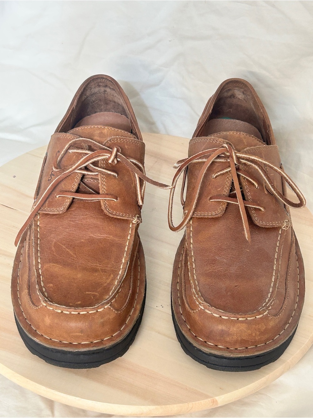 Clarks Men’s Brown Leather Lace-Up Boat Shoes Round Toe US 11.5 M - Picture 2 of 6